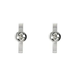 Gucci Interlocking Silver Hoop Earrings