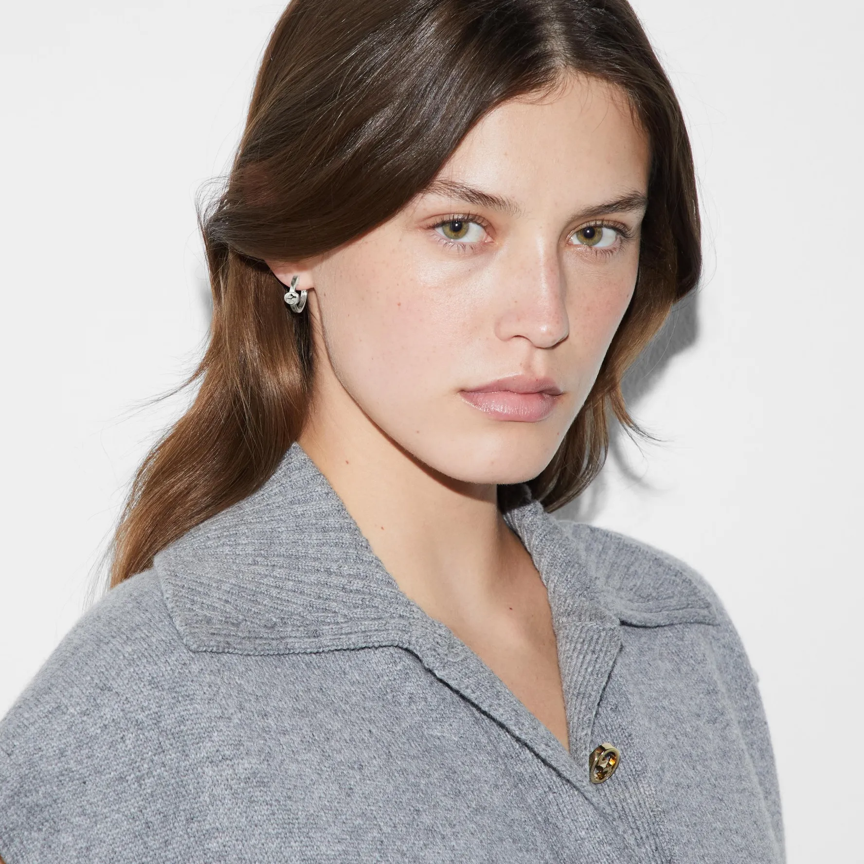 Gucci Interlocking Silver Hoop Earrings