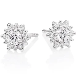 Hearts On Fire Delight 18ct White Gold Diamond Halo Earrings