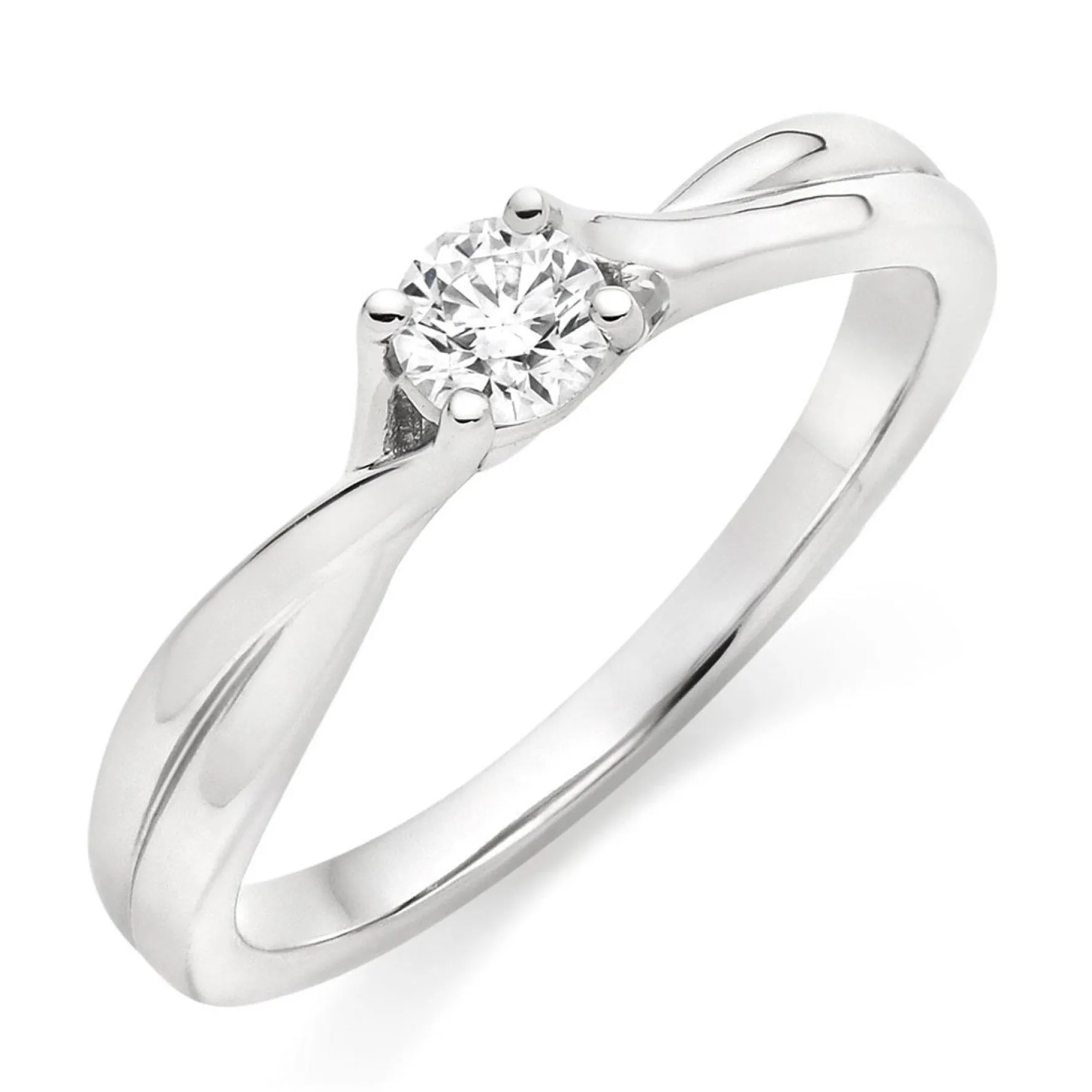 Hearts On Fire Simply Bridal Twist Platinum Diamond Solitaire Engagement Ring