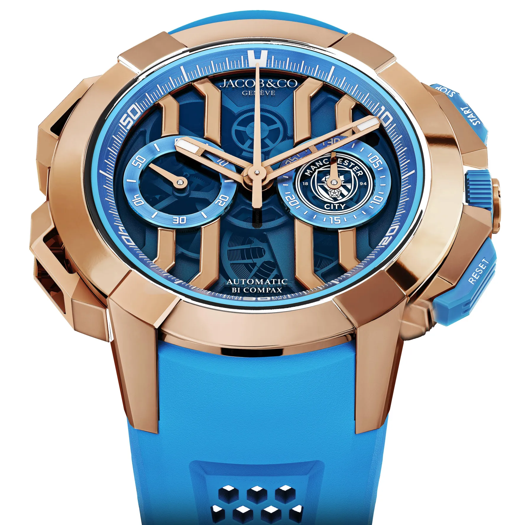 Jacob & Co. Limited Edition Epic X Sport Manchester City 44mm 18K Rose Gold Automatic Watch