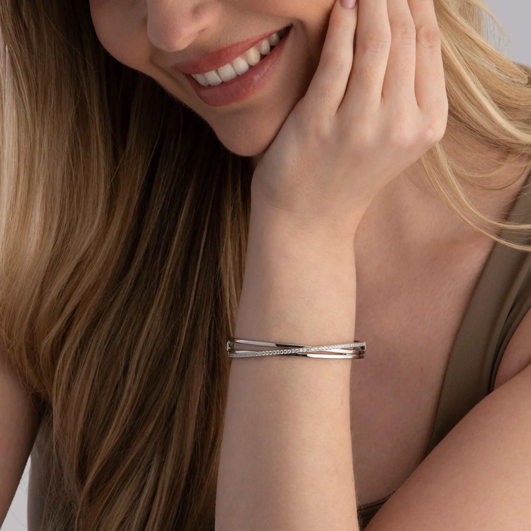 Lauren Ralph Lauren Silver Pave Cris Cross Bangle
