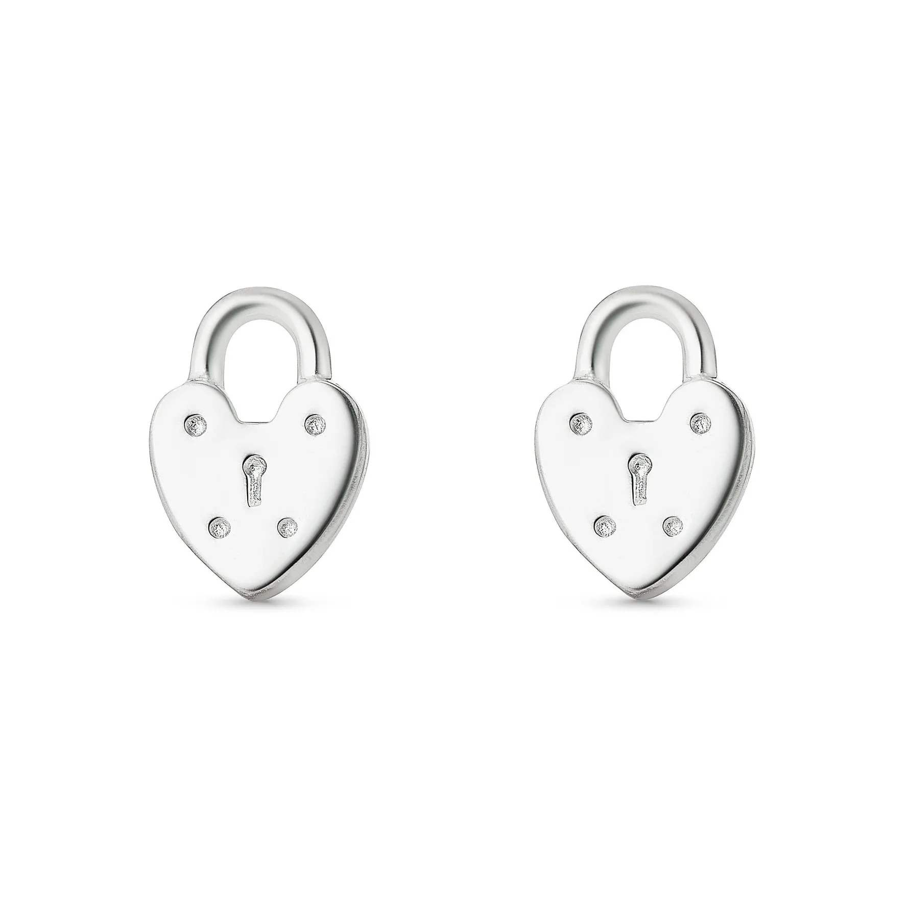 Lauren Ralph Lauren Silver Heart Lock Stud Earrings