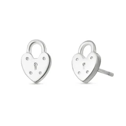 Lauren Ralph Lauren Silver Heart Lock Stud Earrings