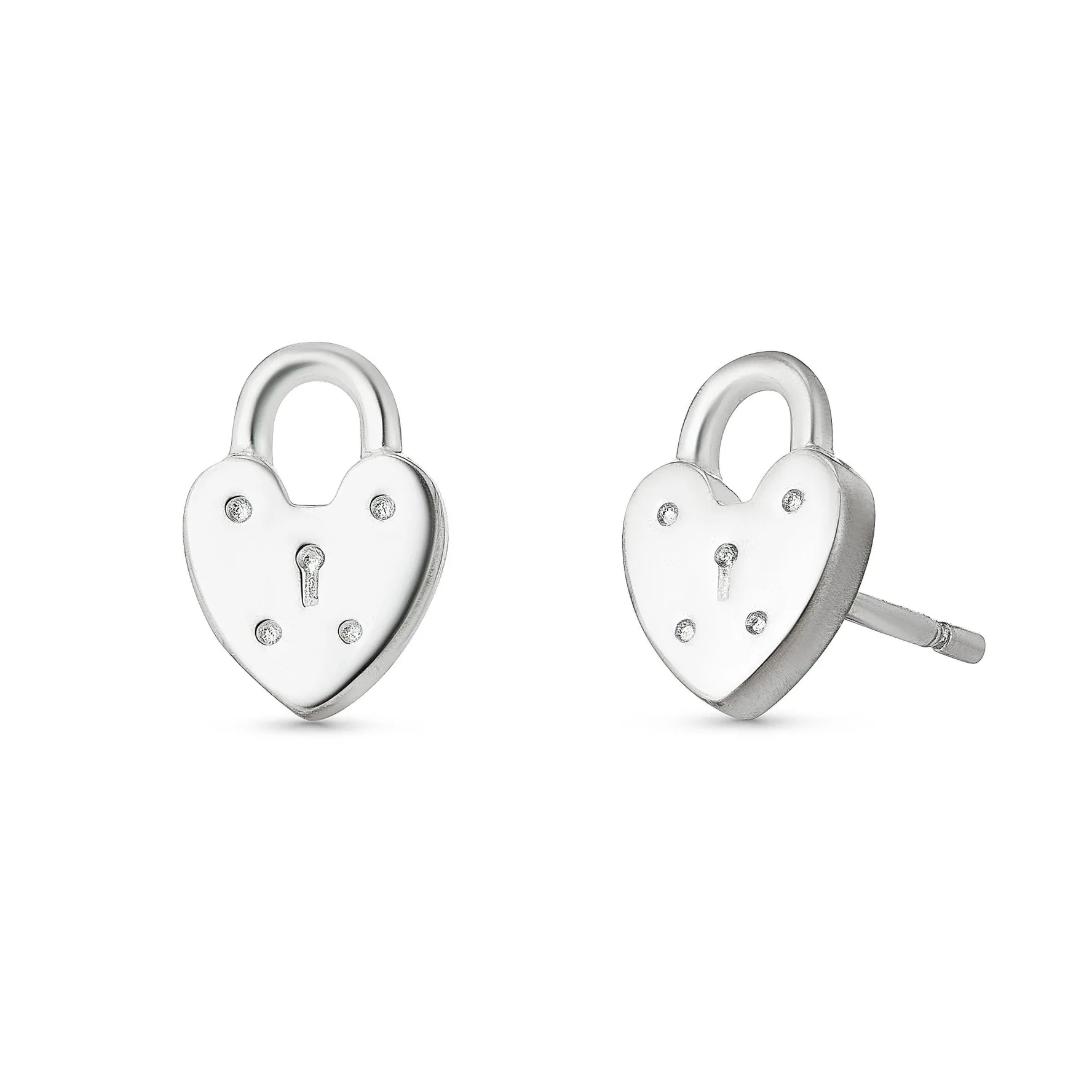 Lauren Ralph Lauren Silver Heart Lock Stud Earrings