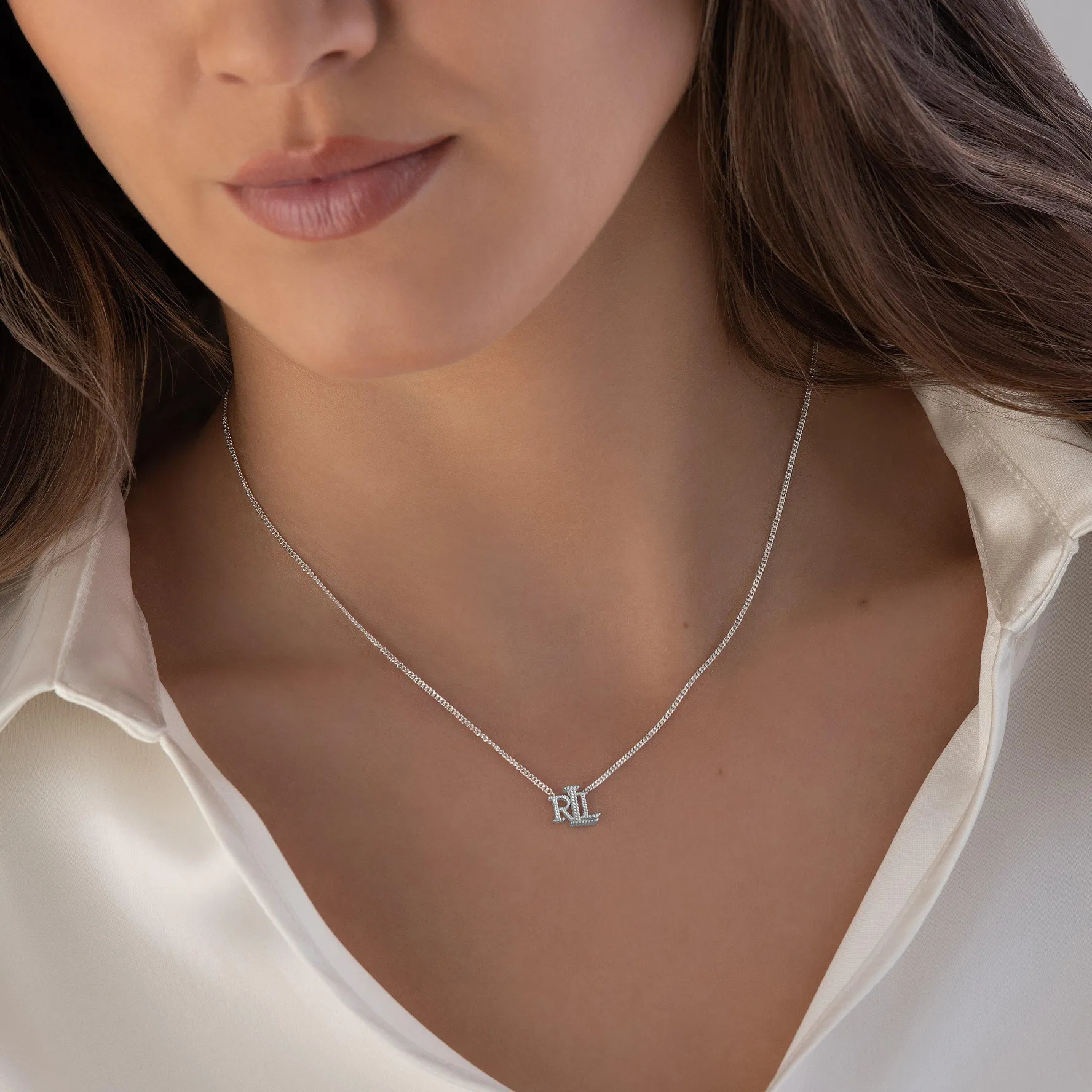 Lauren Ralph Lauren Silver Rope Logo Necklace
