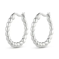 Lauren Ralph Lauren Silver Bead Hoop Earrings