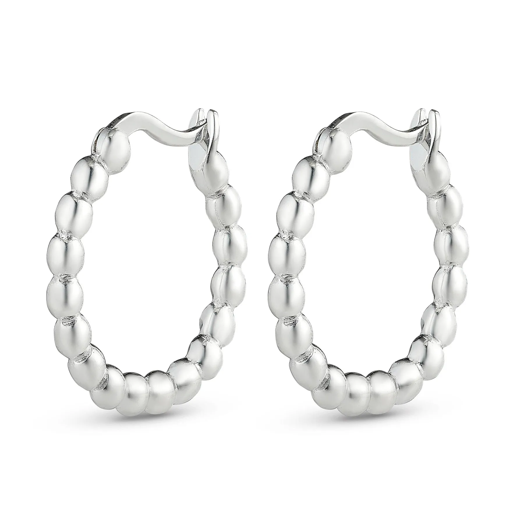 Lauren Ralph Lauren Silver Bead Hoop Earrings