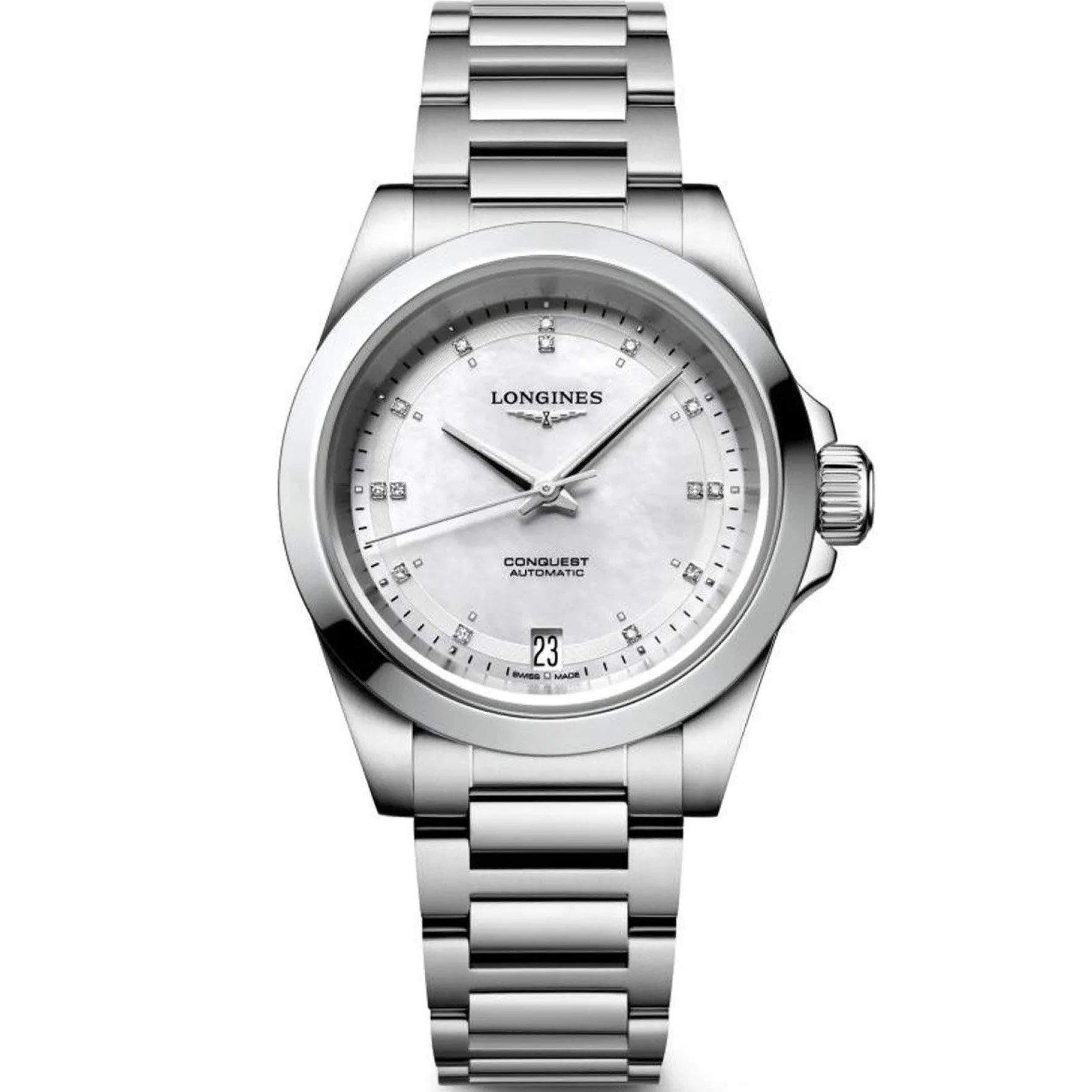 Longines Conquest 34mm Diamond Mother of Pearl Automatic Ladies Watch