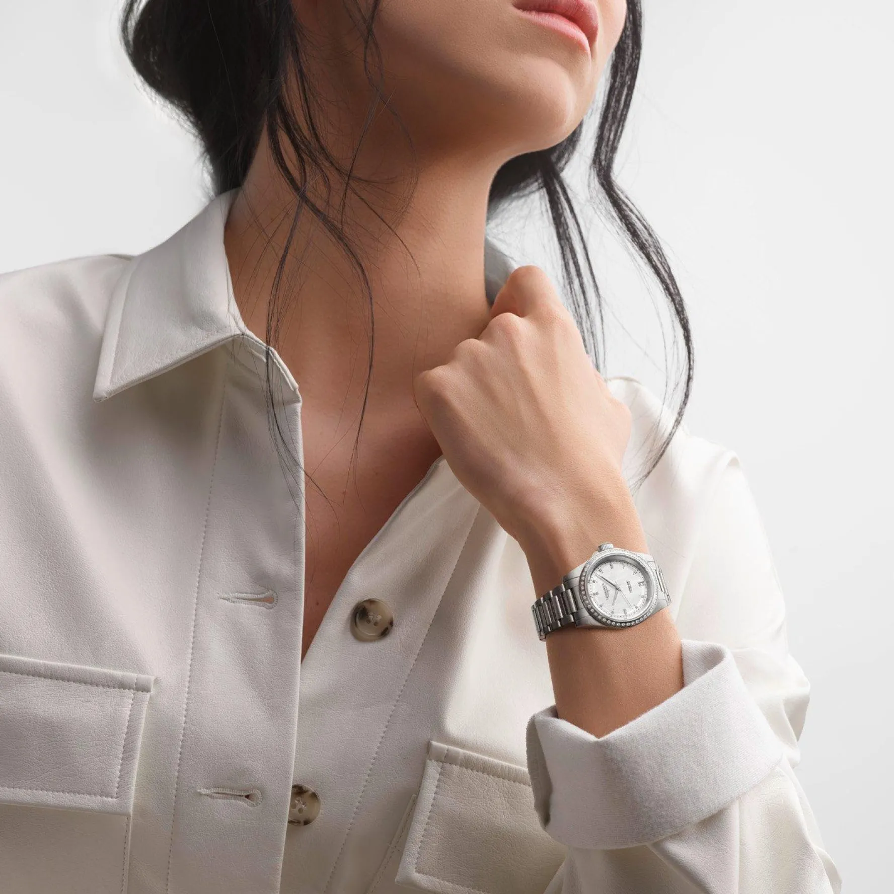 Longines Conquest 34mm Diamond Mother of Pearl Automatic Ladies Watch