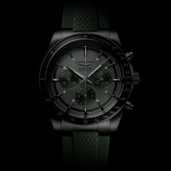 Longines Conquest 42mm Green rubber Strap Chronograph Automatic Men’s Watch
