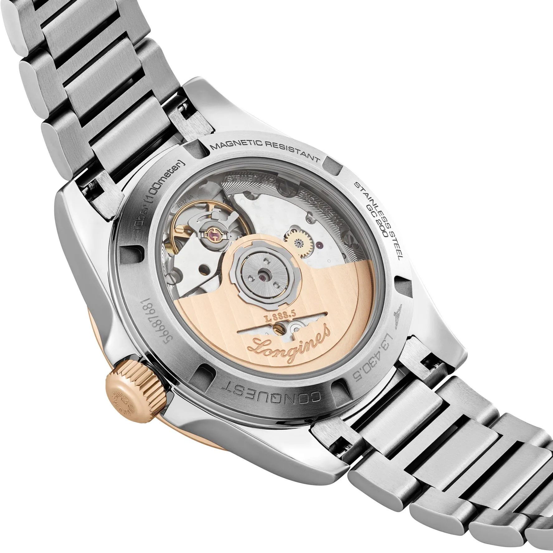 Longines Conquest 34mm Stainless Steel and 18ct Rose Gold Automatic Ladies Watch
