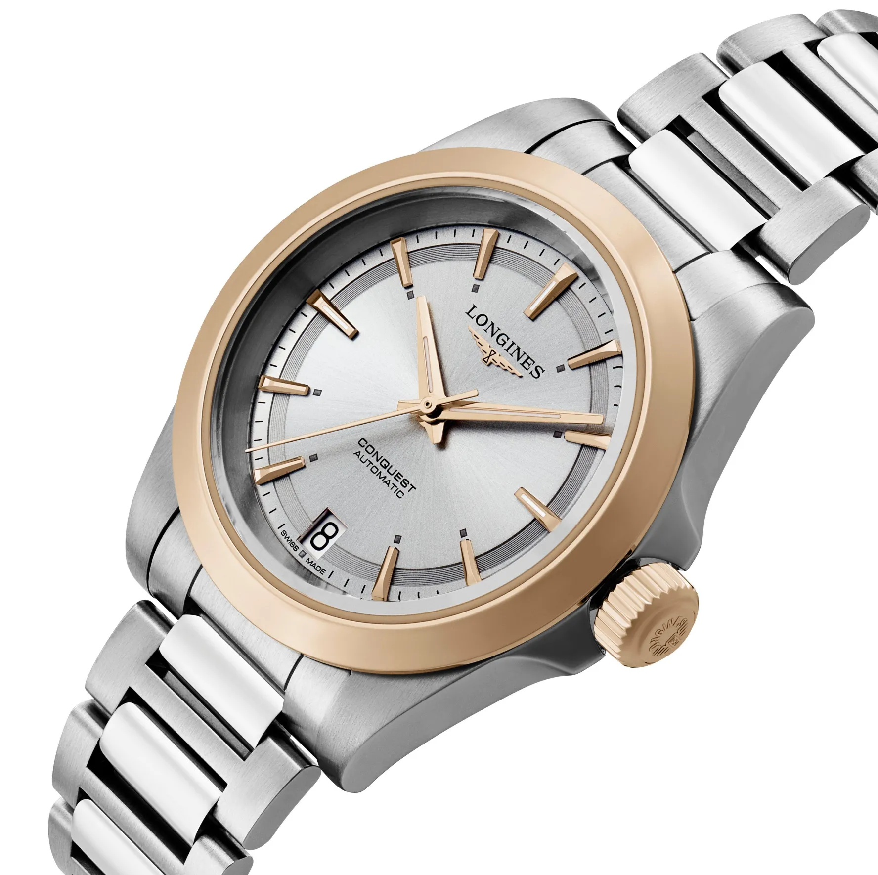 Longines Conquest 34mm Stainless Steel and 18ct Rose Gold Automatic Ladies Watch