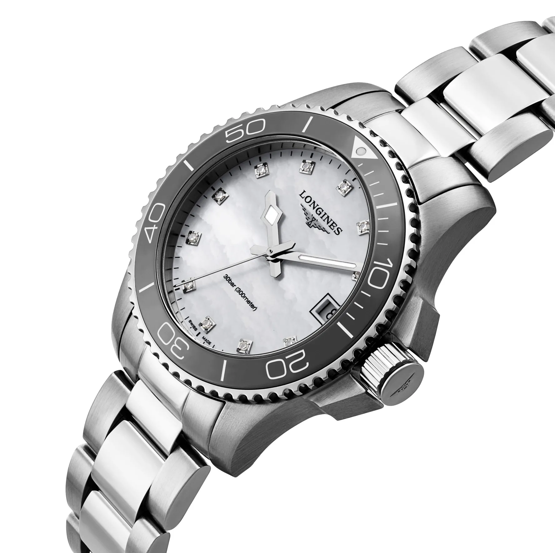 Longines HydroConquest 32mm Diamond Mother of Pearl Ladies Watch