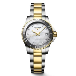 Longines HydroConquest 32mm Stainless Steel and Yellow Gold PVD Diamond Ladies Watch
