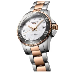 Longines HydroConquest 32mm Stainless Steel and Rose Gold PVD Diamond Ladies Watch