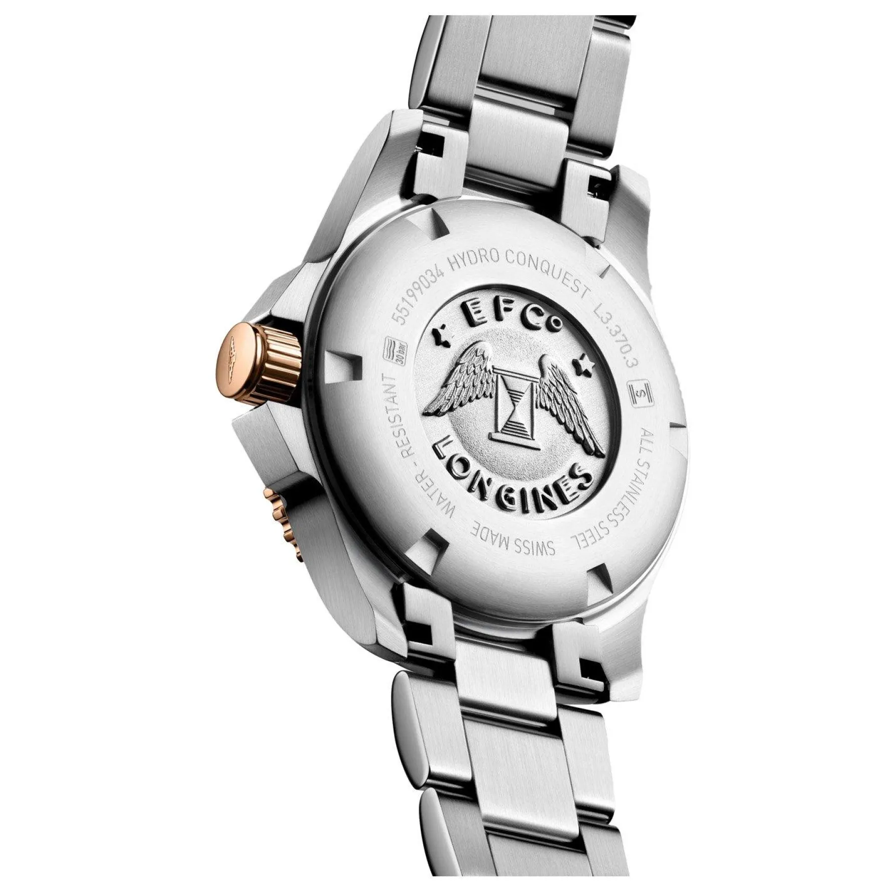 Longines HydroConquest 32mm Stainless Steel and Rose Gold PVD Diamond Ladies Watch