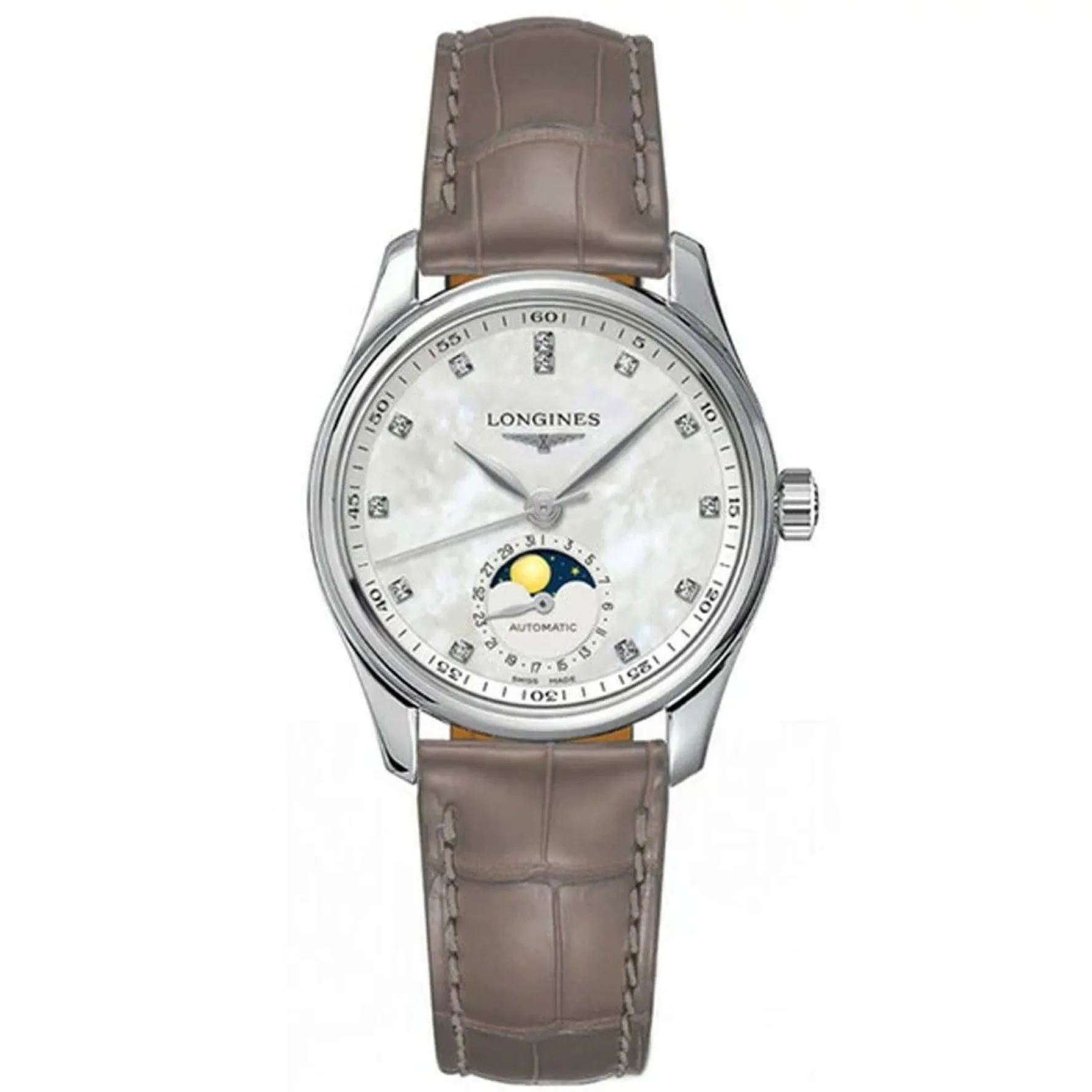 Longines Master Collection 34mm Diamond Moonphase Automatic Ladies Watch