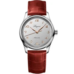 Longines Master Collection 34mm Red Leather Strap Automatic Ladies Watch