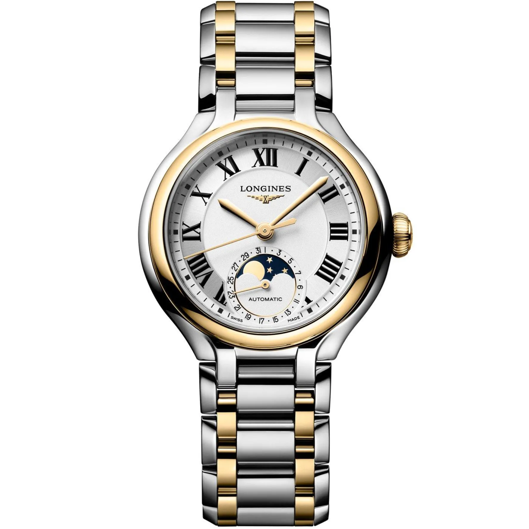 Longines Primaluna Moonphase 34mm Stainless Steel and 18K Yellow Gold Automatic Ladies Watch