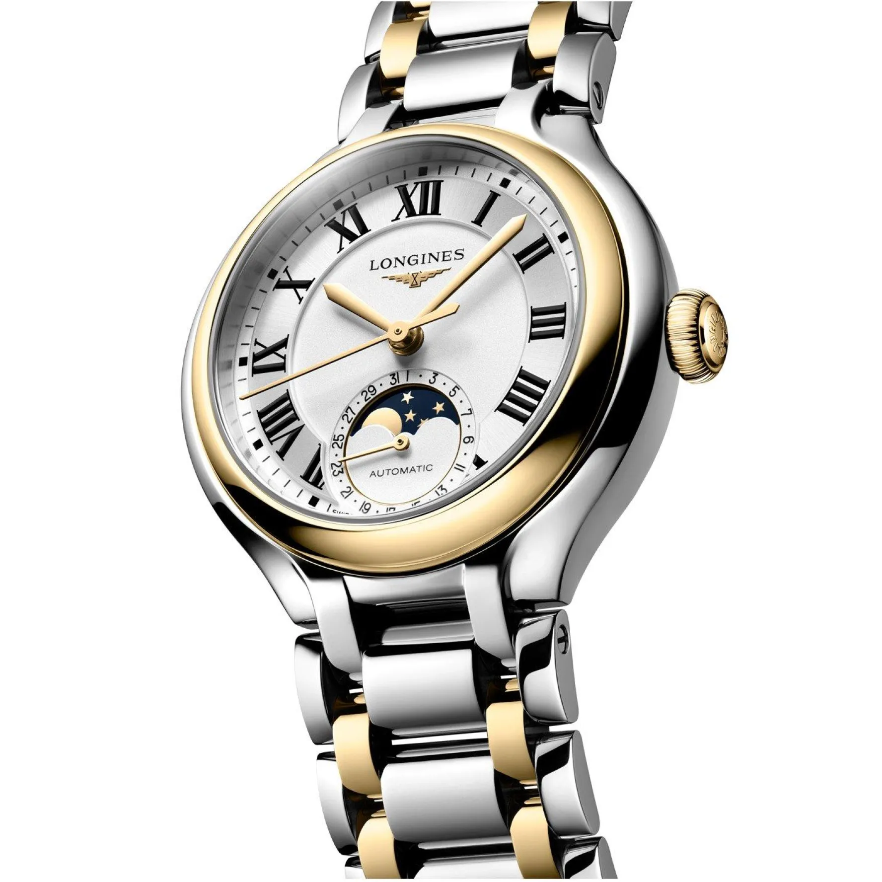 Longines Primaluna Moonphase 34mm Stainless Steel and 18K Yellow Gold Automatic Ladies Watch