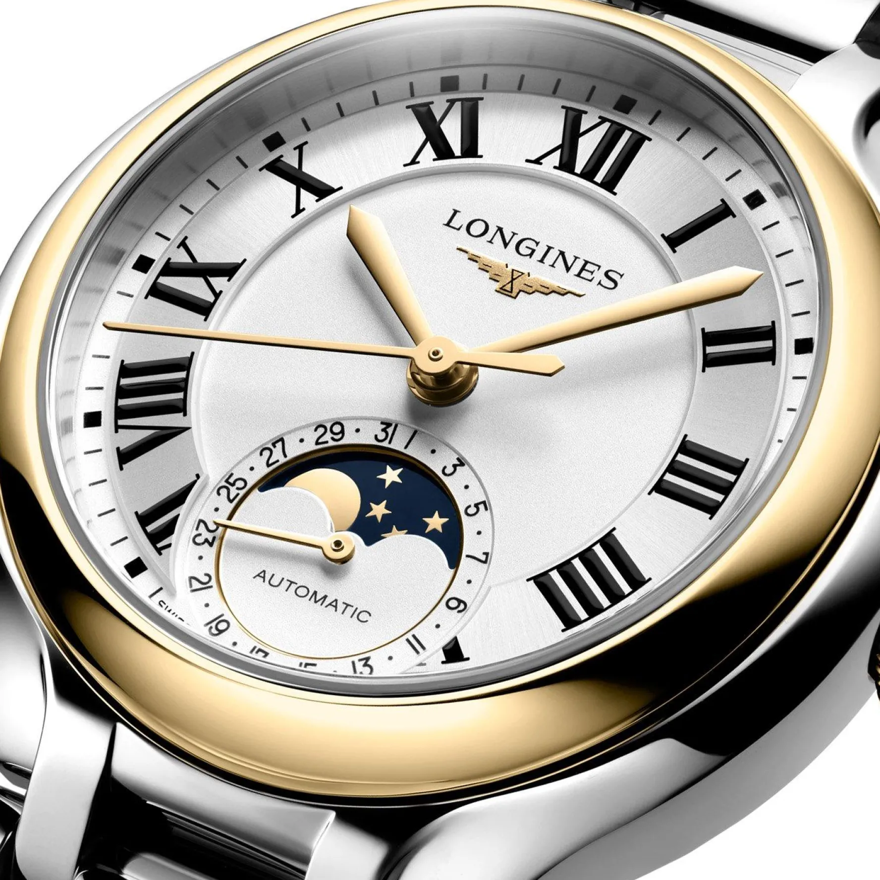 Longines Primaluna Moonphase 34mm Stainless Steel and 18K Yellow Gold Automatic Ladies Watch