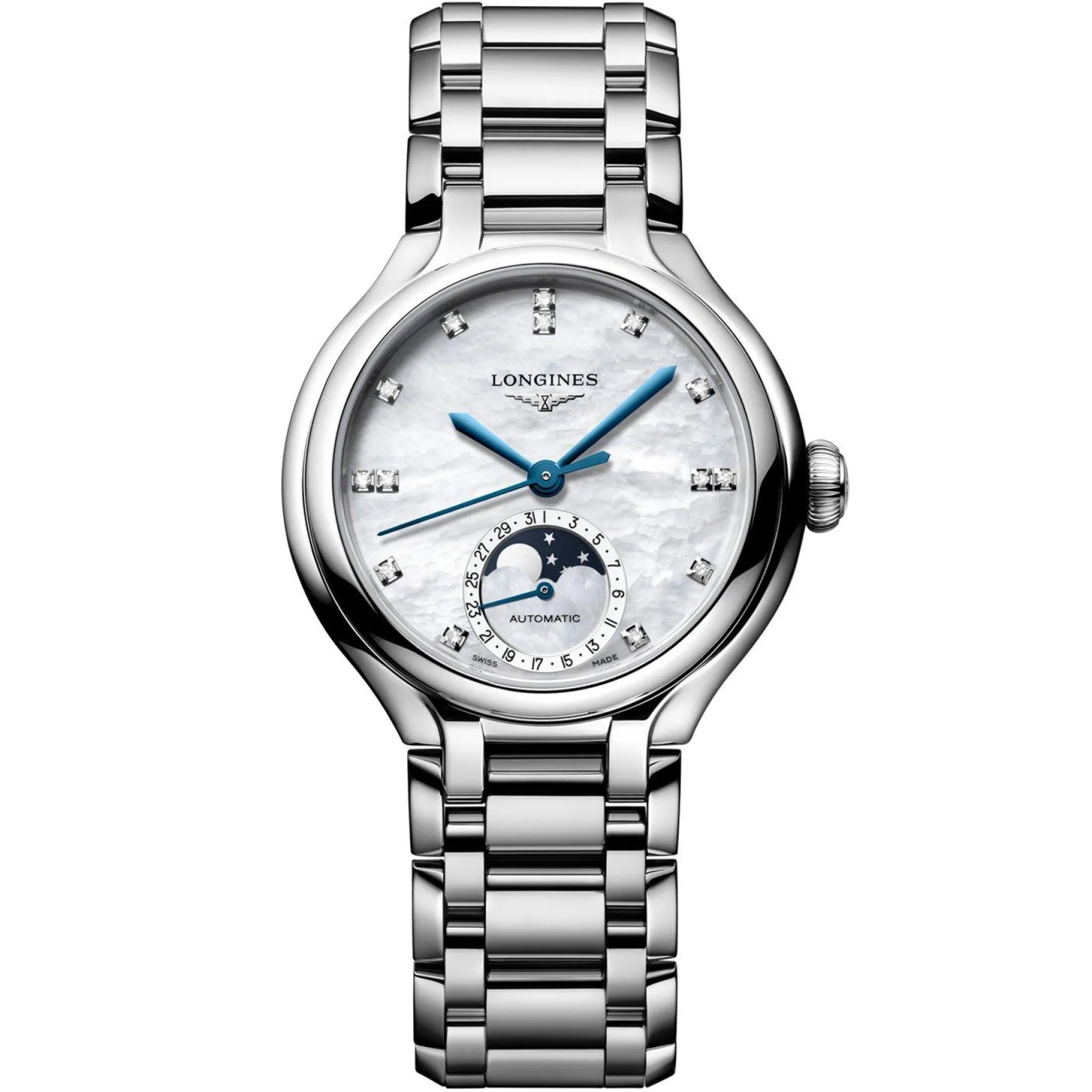 Longines Primaluna Moonphase 34mm Diamond Automatic Ladies Watch