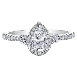 Maple Leaf Diamonds 18ct White Gold Pear-Shaped Diamond Halo Ring