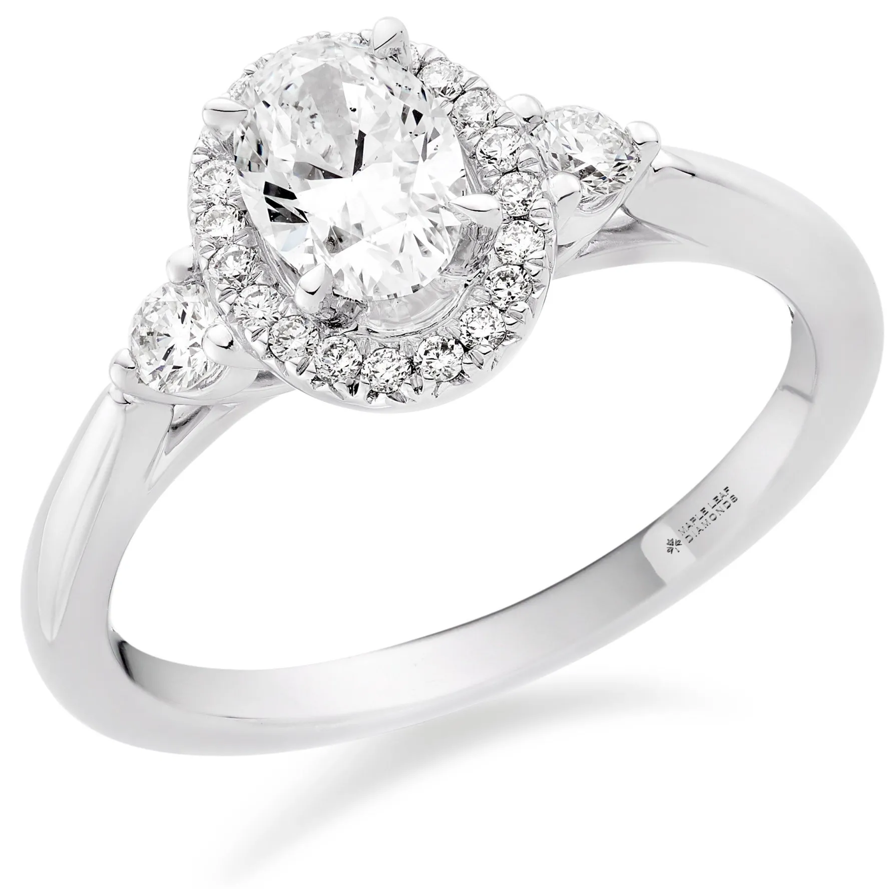 Maple Leaf Diamonds 18ct White Gold Oval Cut Halo Diamond Ring