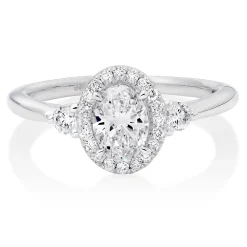 Maple Leaf Diamonds 18ct White Gold Oval Cut Halo Diamond Ring