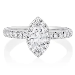 Maple Leaf Diamonds 18ct White Gold Marquise Halo Diamond Ring