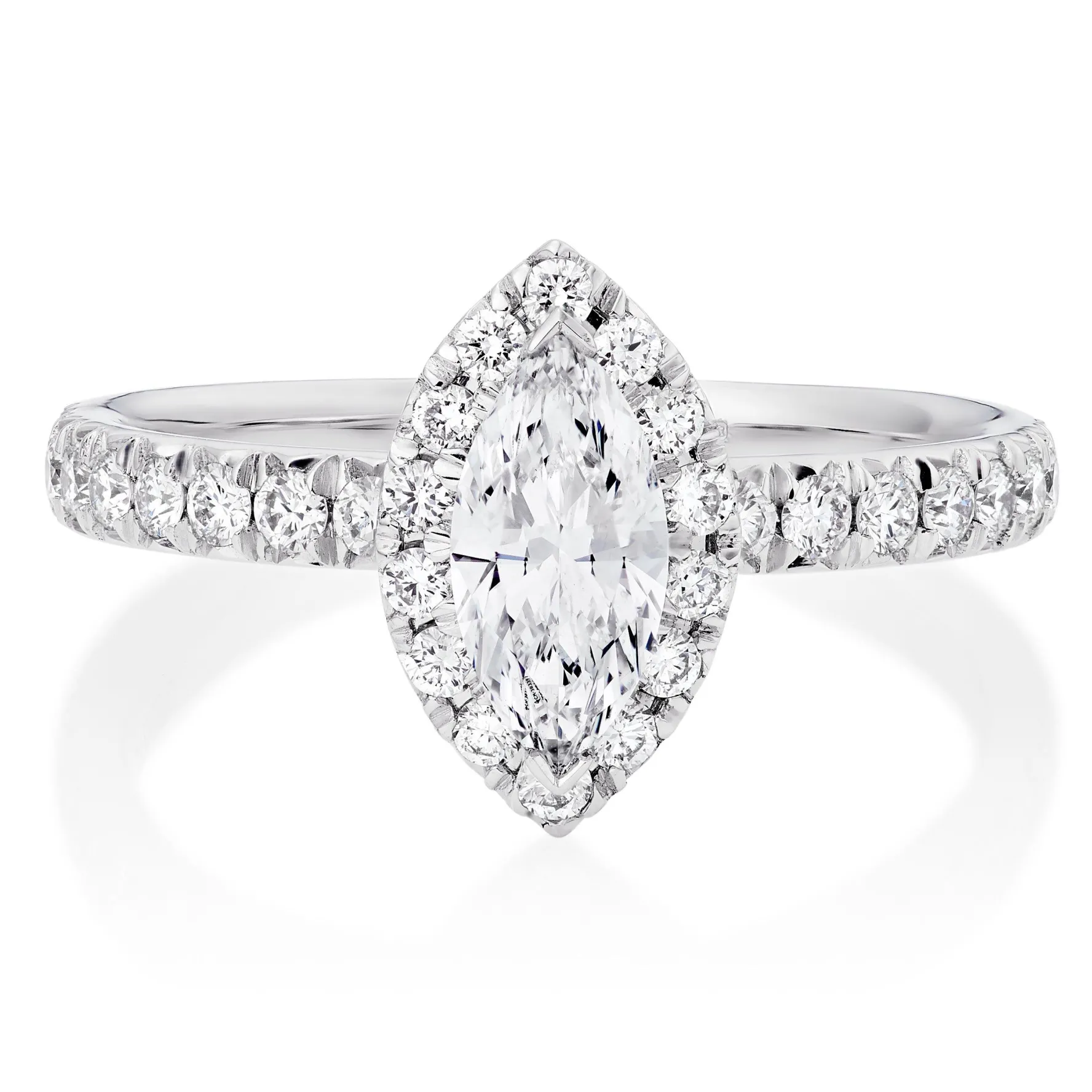 Maple Leaf Diamonds 18ct White Gold Marquise Halo Diamond Ring