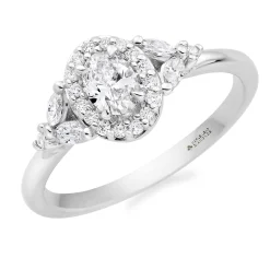 Maple Leaf Diamonds 18ct White Gold Diamond Cluster Halo Ring