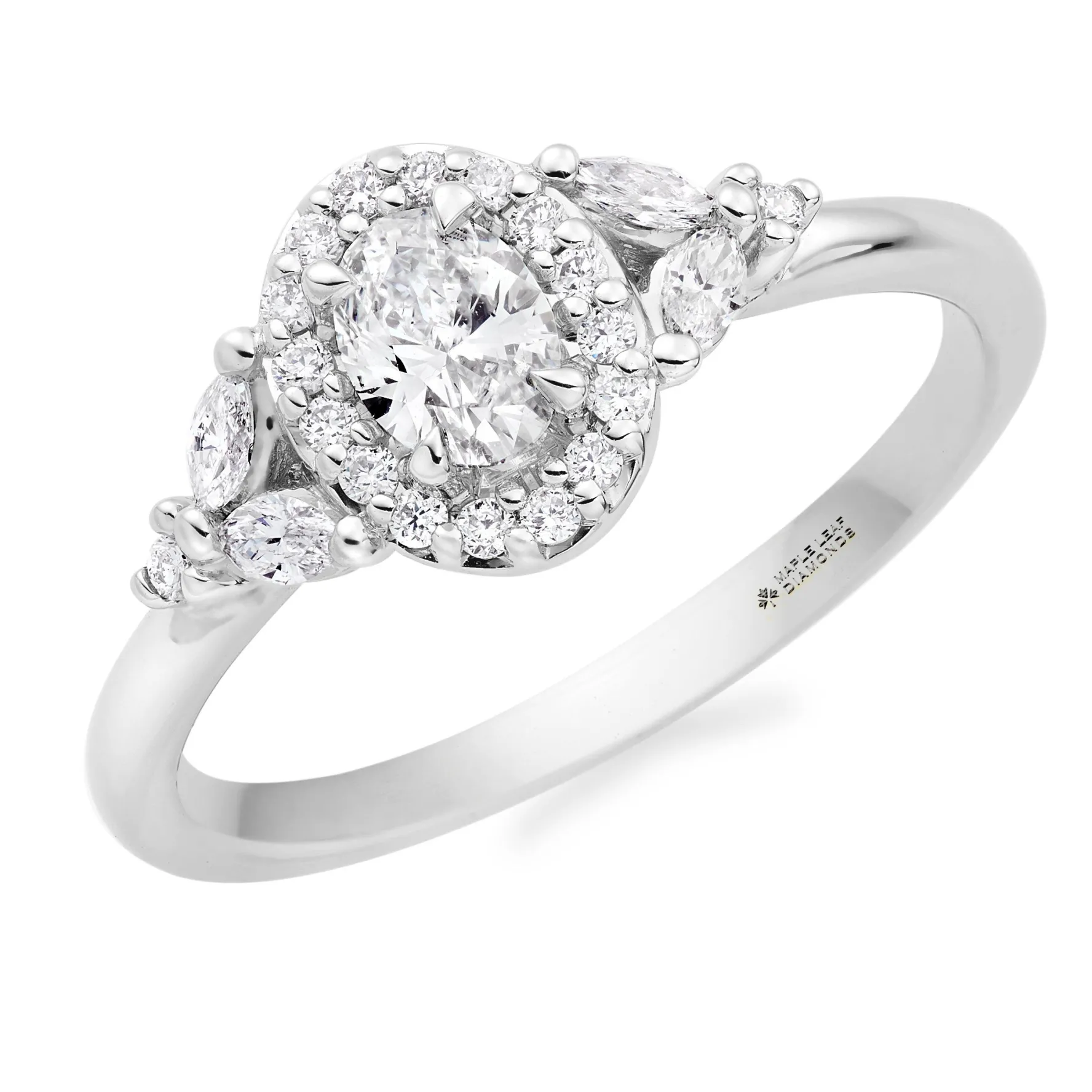 Maple Leaf Diamonds 18ct White Gold Diamond Cluster Halo Ring