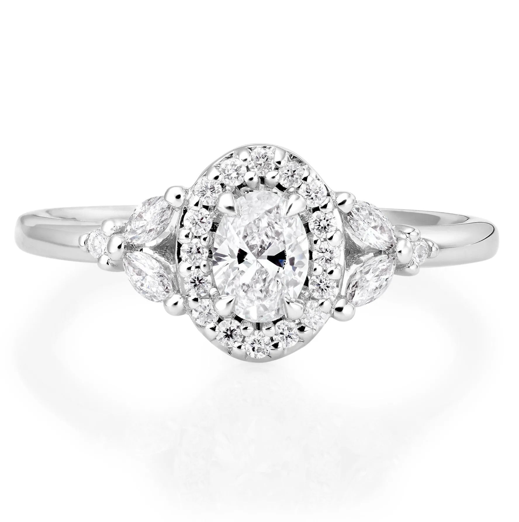 Maple Leaf Diamonds 18ct White Gold Diamond Cluster Halo Ring