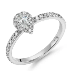 Maple Leaf Diamonds 18ct White Gold Pear Shaped Diamond Halo Ring