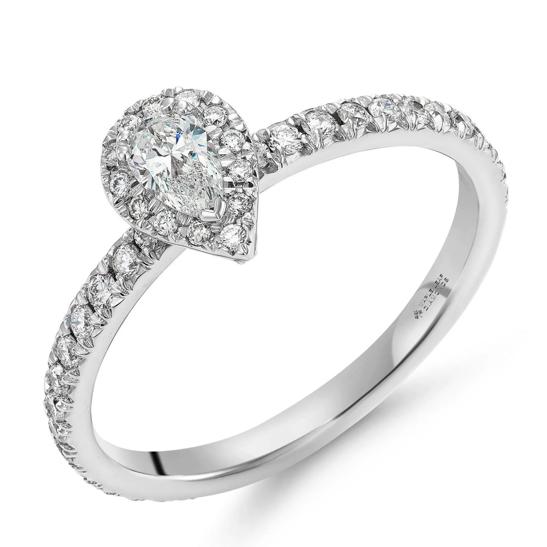 Maple Leaf Diamonds 18ct White Gold Pear Shaped Diamond Halo Ring