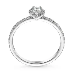 Maple Leaf Diamonds 18ct White Gold Pear Shaped Diamond Halo Ring