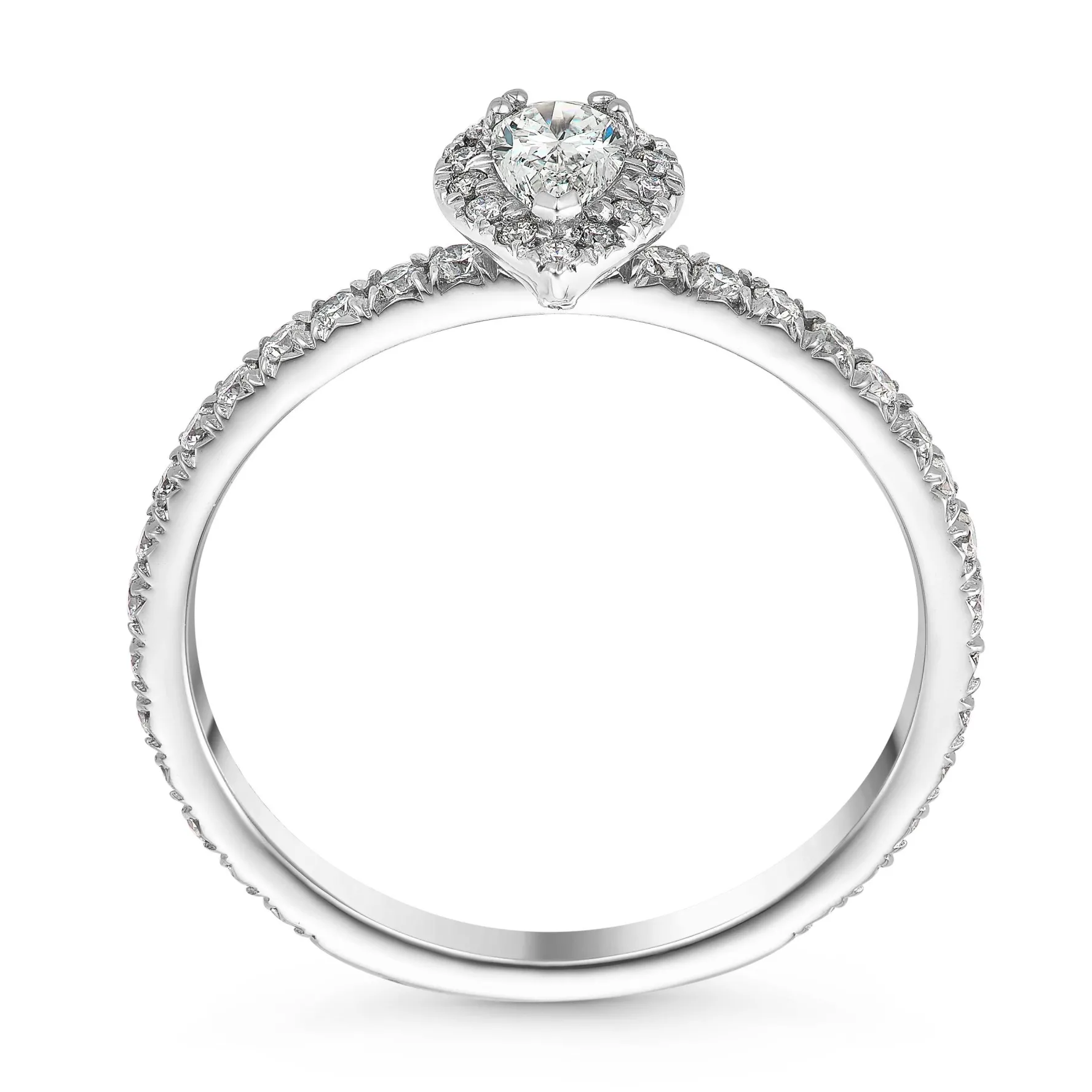 Maple Leaf Diamonds 18ct White Gold Pear Shaped Diamond Halo Ring