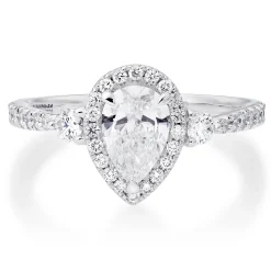 Maple Leaf Diamonds 18ct White Gold Pear-Shaped Halo Diamond Ring