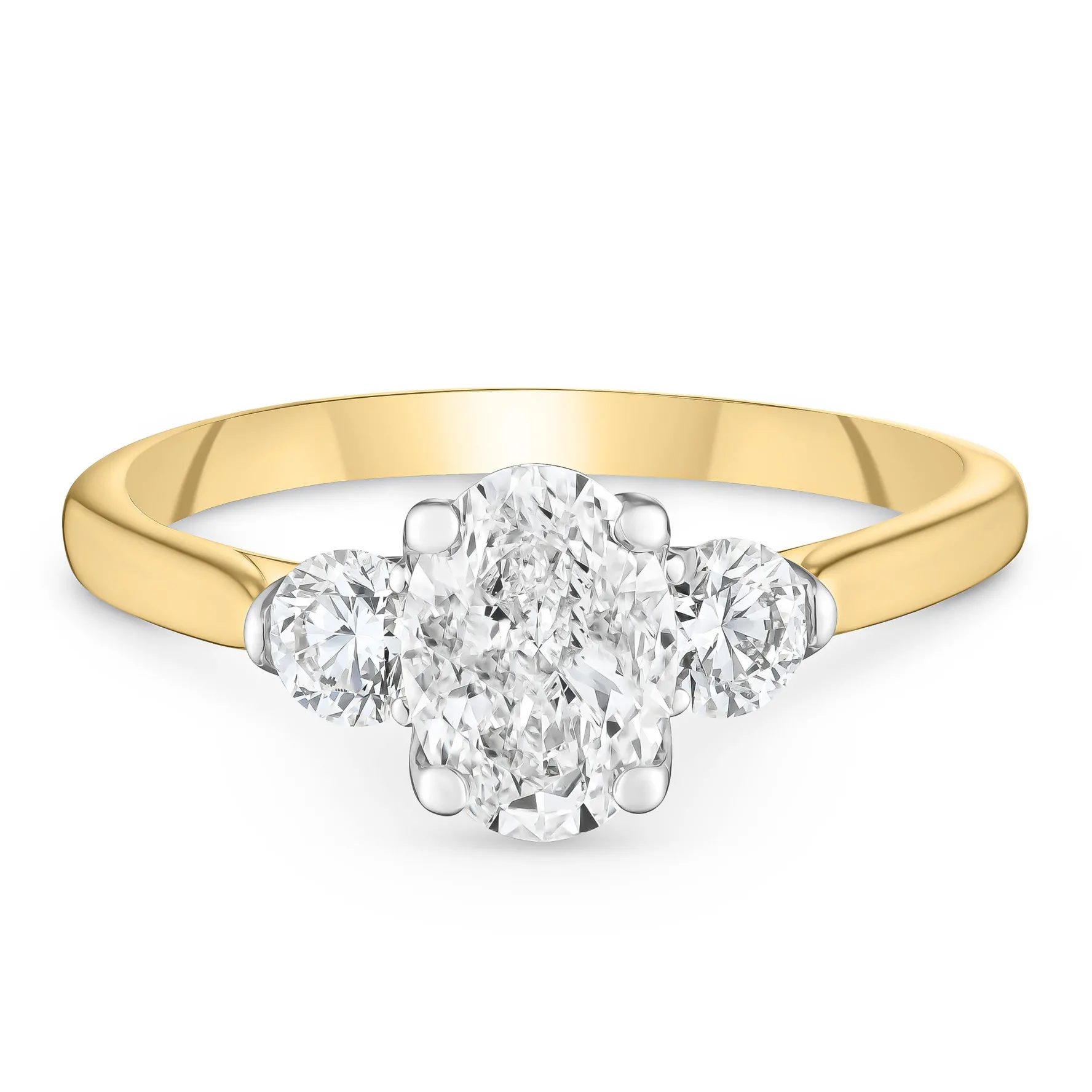 Maple Leaf Diamonds 18ct Yellow Gold Diamond Oval Shaped Three-Stone Engagement Ring