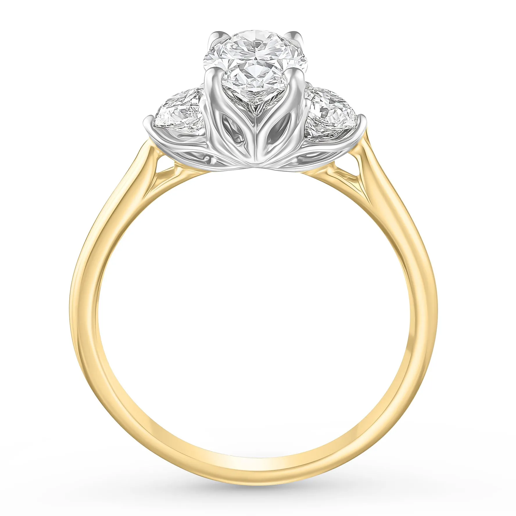 Maple Leaf Diamonds 18ct Yellow Gold Diamond Oval Shaped Three-Stone Engagement Ring