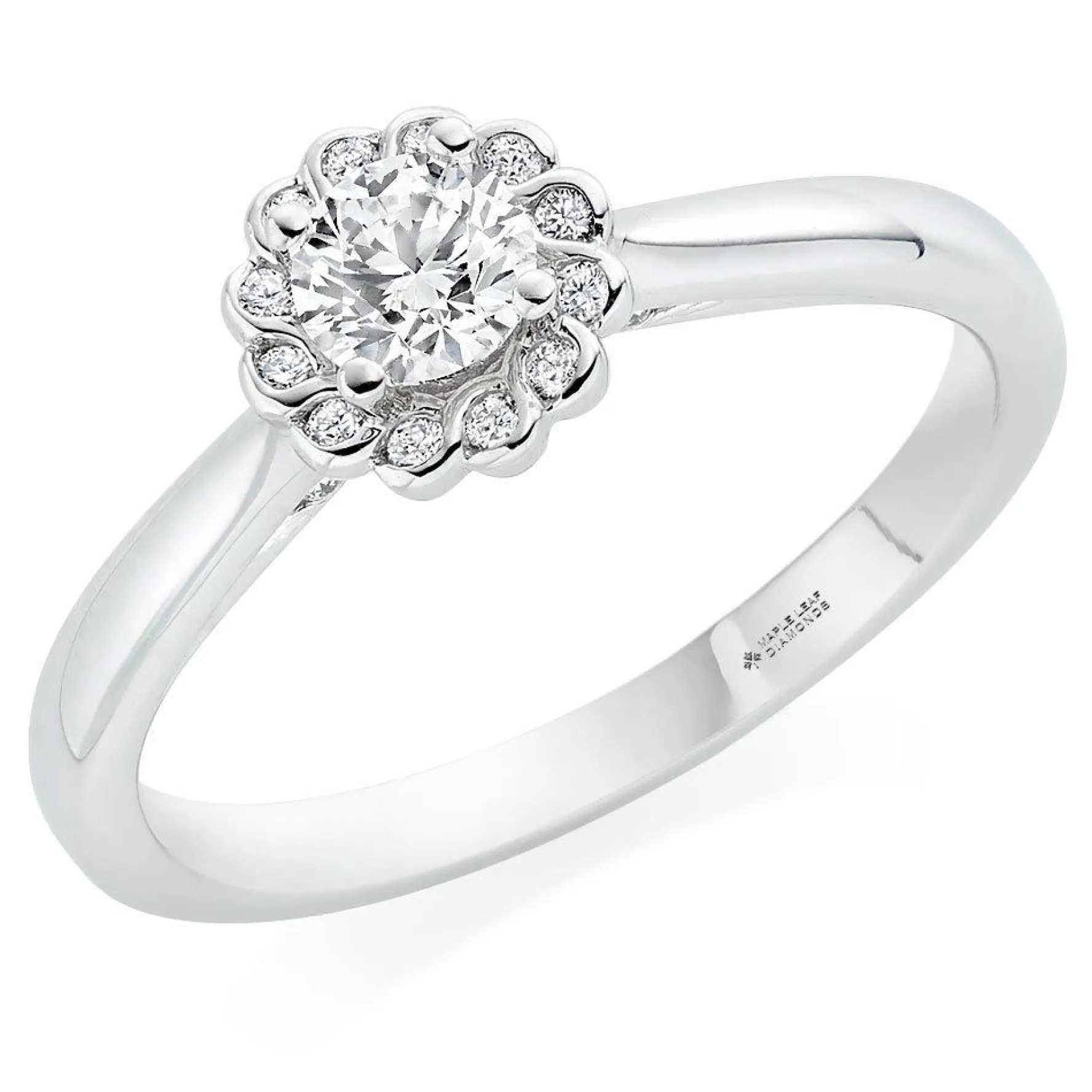 Maple Leaf Diamonds Tides of Love 18ct White Gold Diamond Halo Ring