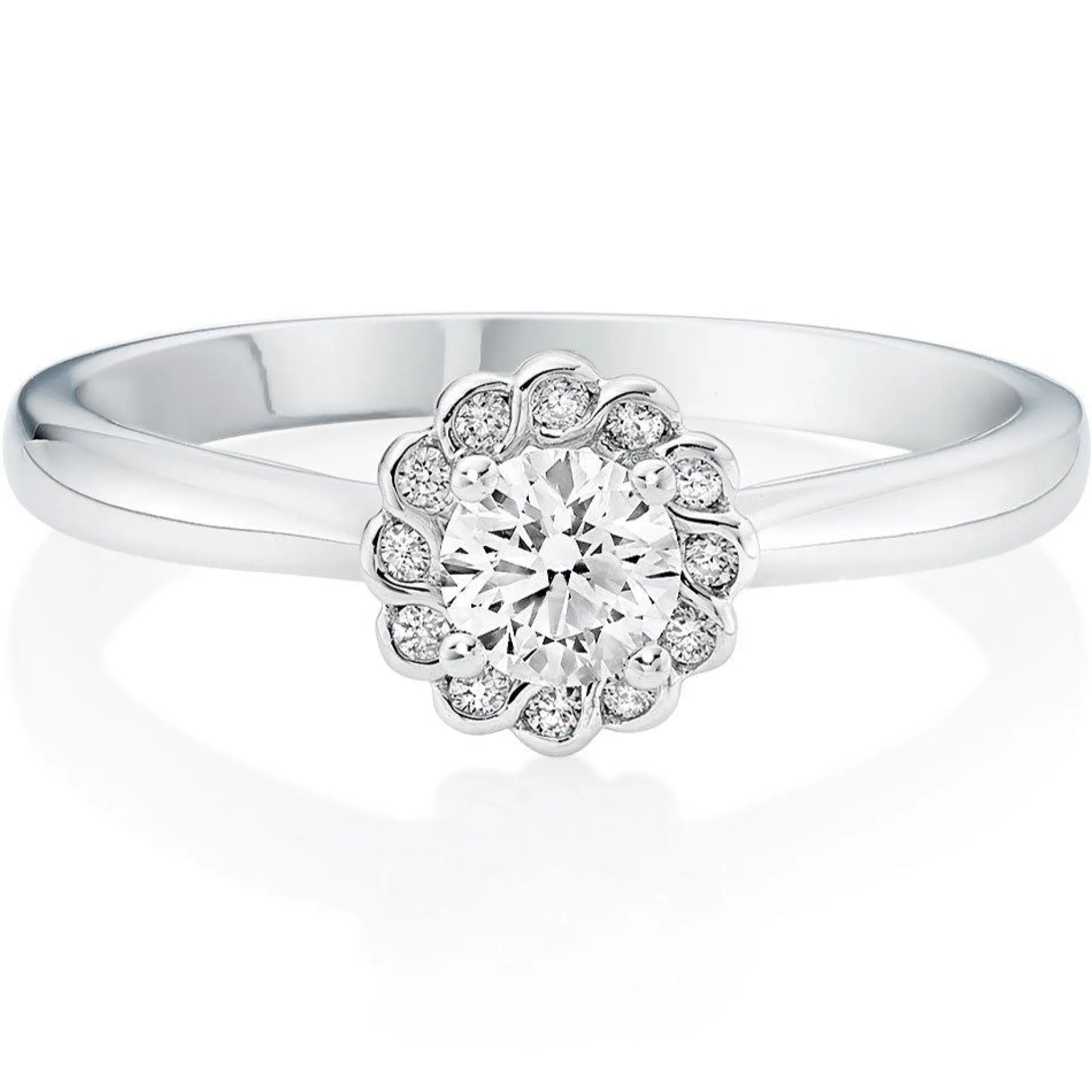 Maple Leaf Diamonds Tides of Love 18ct White Gold Diamond Halo Ring