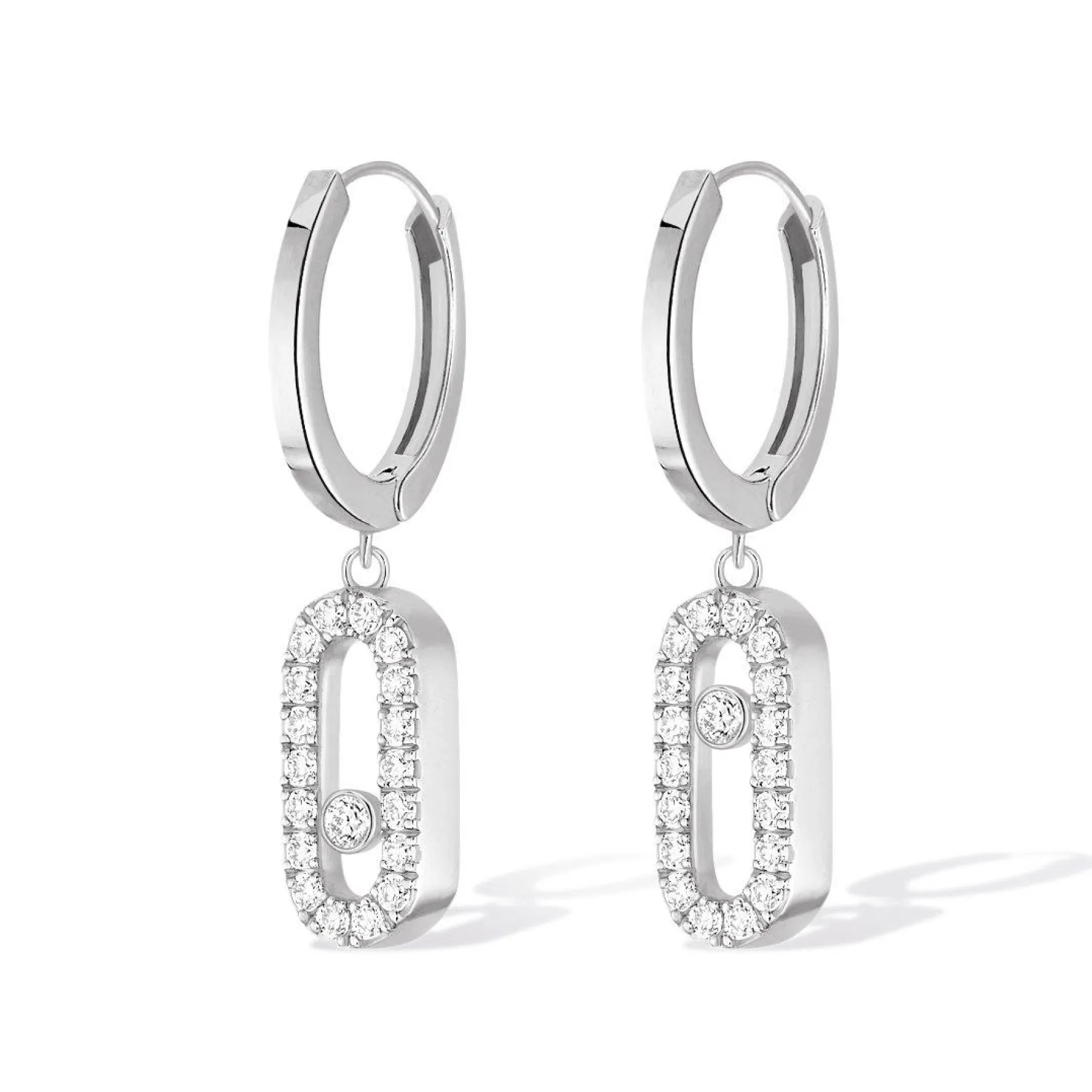 Messika Move Uno 18ct White Gold Diamond Hoop Earrings