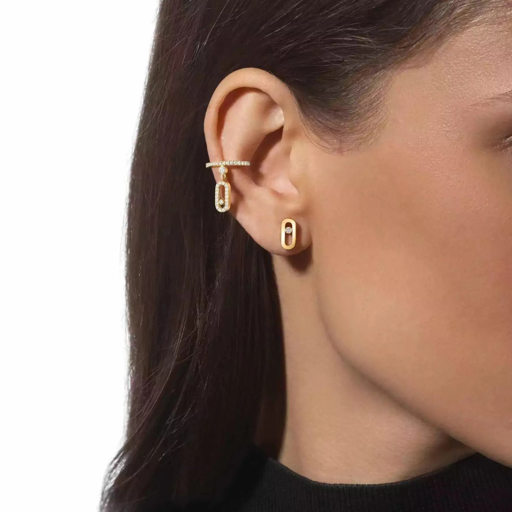 Messika Move Uno 18ct Yellow Gold Diamond Stud Earrings