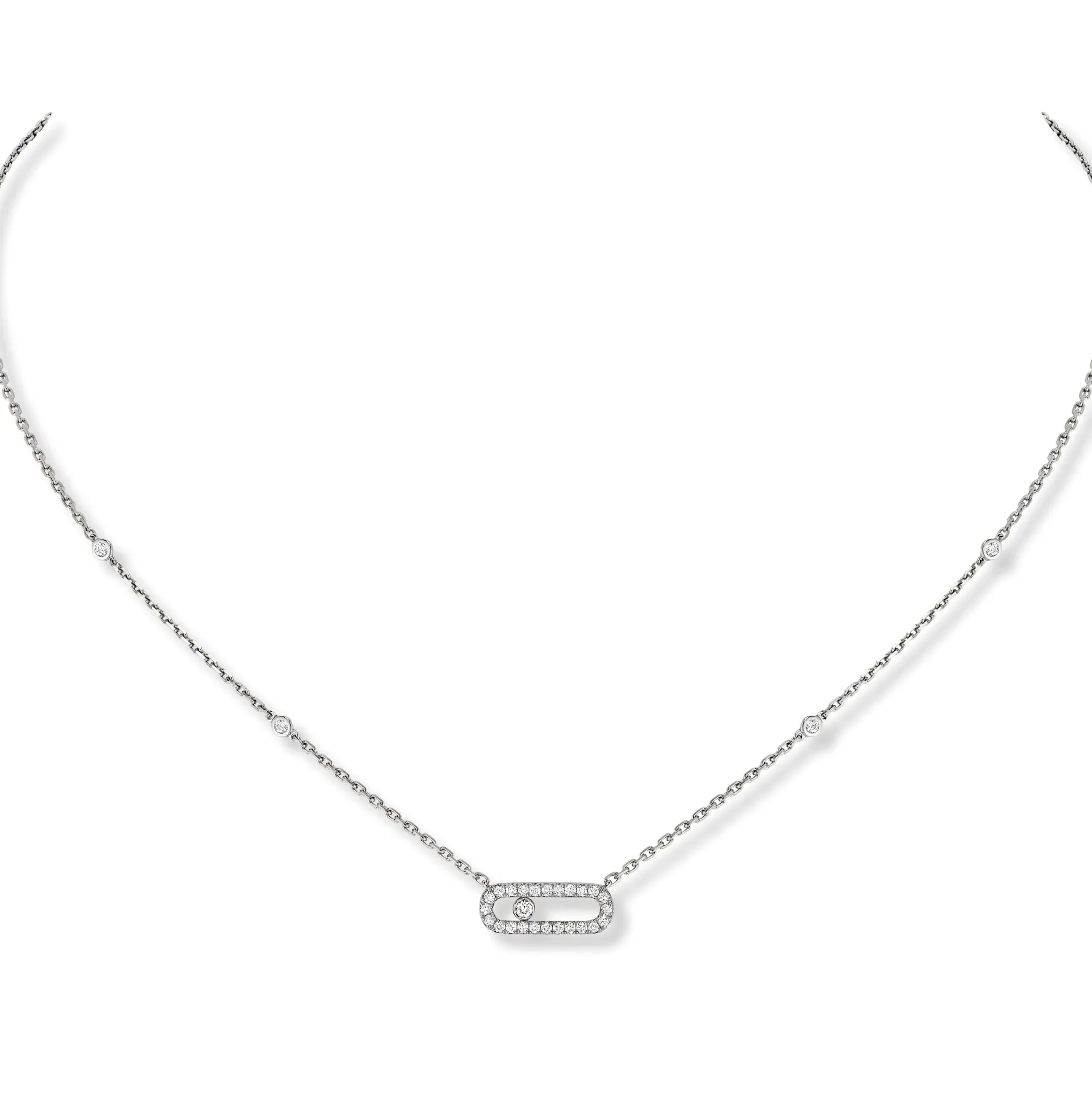 Messika Move Uno Pavé 18ct White Gold Diamond Necklace