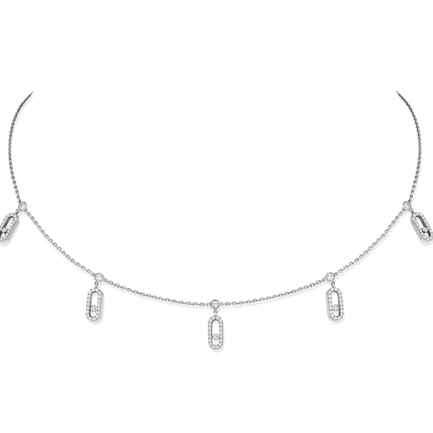 Messika Move Uno Pavé 18ct White Gold Diamond Drop Choker Necklace