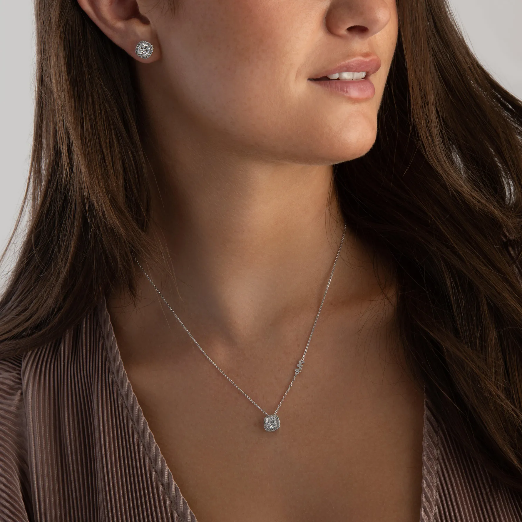 Michael Kors Brilliance Silver Cubic Zirconia Stud Earrings