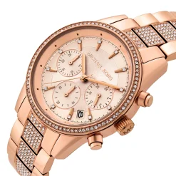 Michael Kors Bryant 37mm Rose Gold Tone Crystal Chronograph Ladies Watch